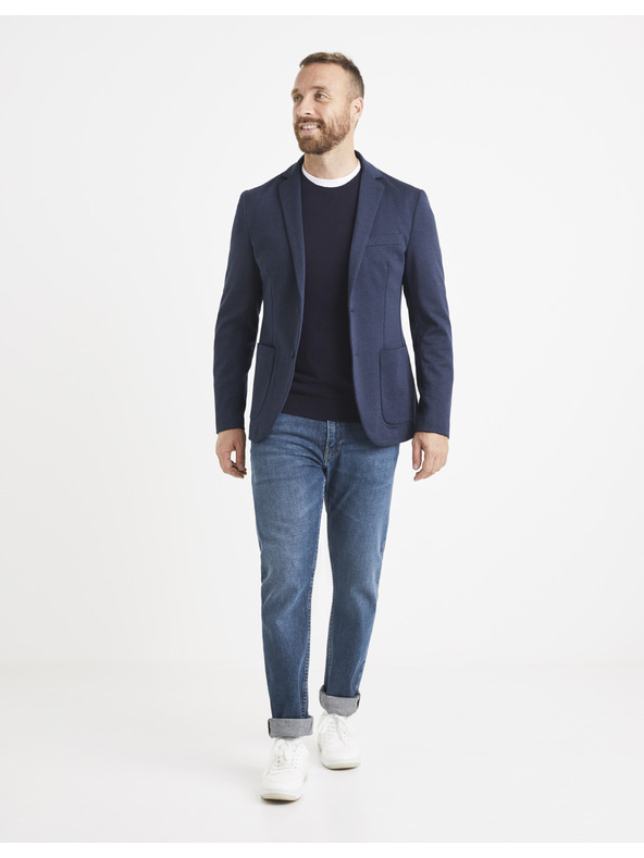 Celio Dunkelblauer Herren-Basic-Pullover Celio