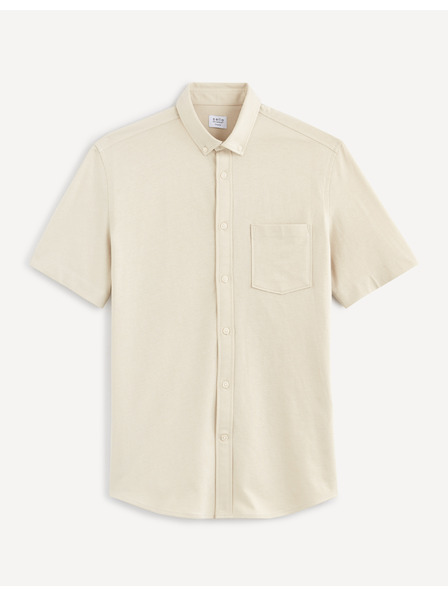 Celio Cremefarbenes Celio Barik Hemd für Männer