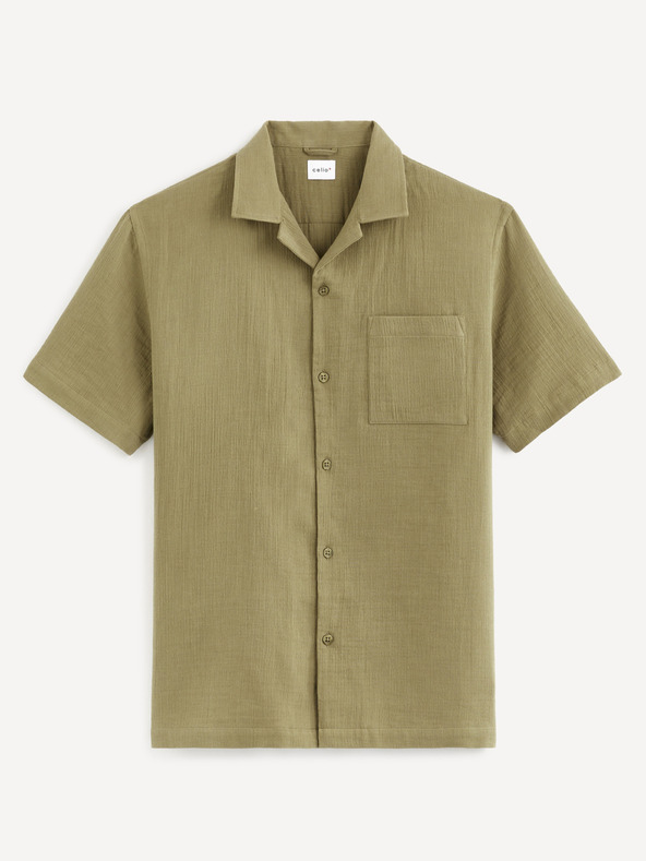 Celio Khaki Herrenhemd mit Tasche Celio