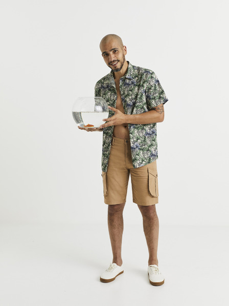 Celio Blau-grün gemustertes Herrenhemd Celio Vawai