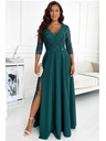 numoco Elegantes langes Spitzenkleid mit Dekolleté - grün Numoco AMBER