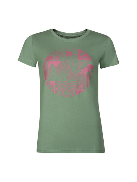 ALPINE PRO Grünes bedrucktes Damen-T-Shirt ALPINE PRO ECCA