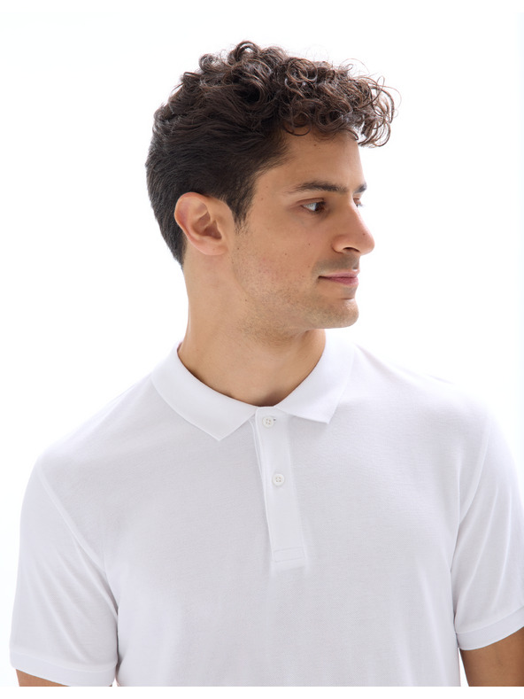 Celio Weißes Herrenpolohemd Celio