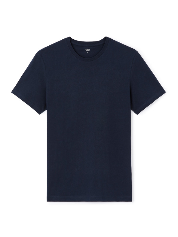 Celio Dunkelblaues Basic-T-Shirt Celio Tebase
