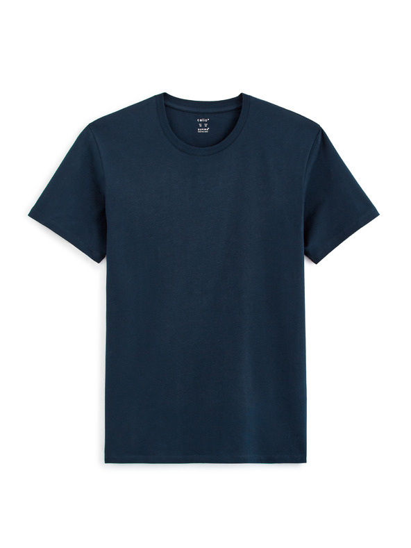 Celio Dunkelblaues Basic-T-Shirt Celio Tebase