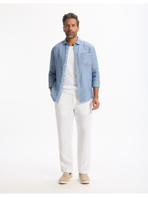 Celio Blaues Herren-Leinenhemd Celio Daflix