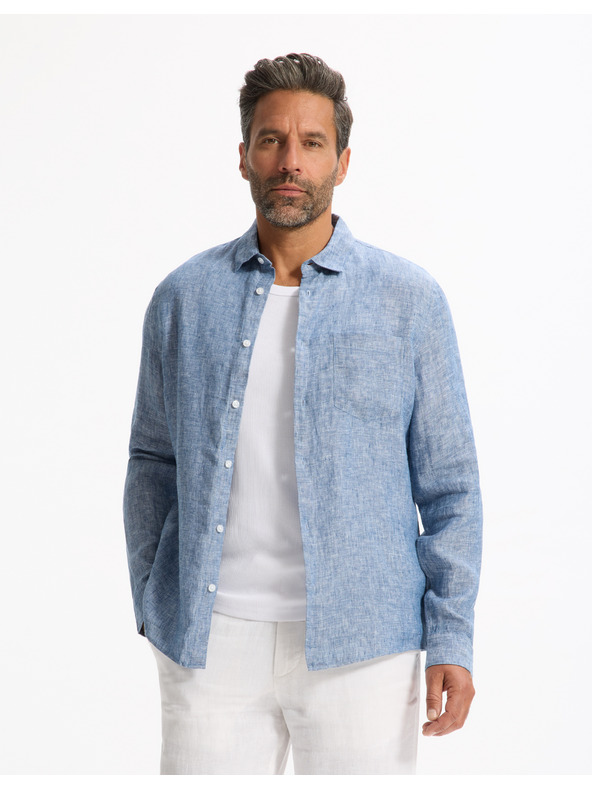 Celio Blaues Herren-Leinenhemd Celio Daflix