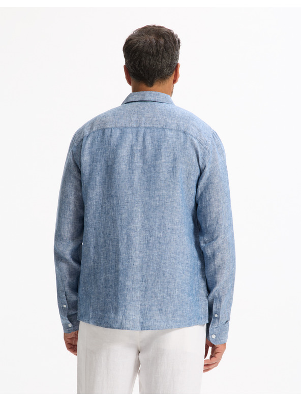 Celio Blaues Herren-Leinenhemd Celio Daflix