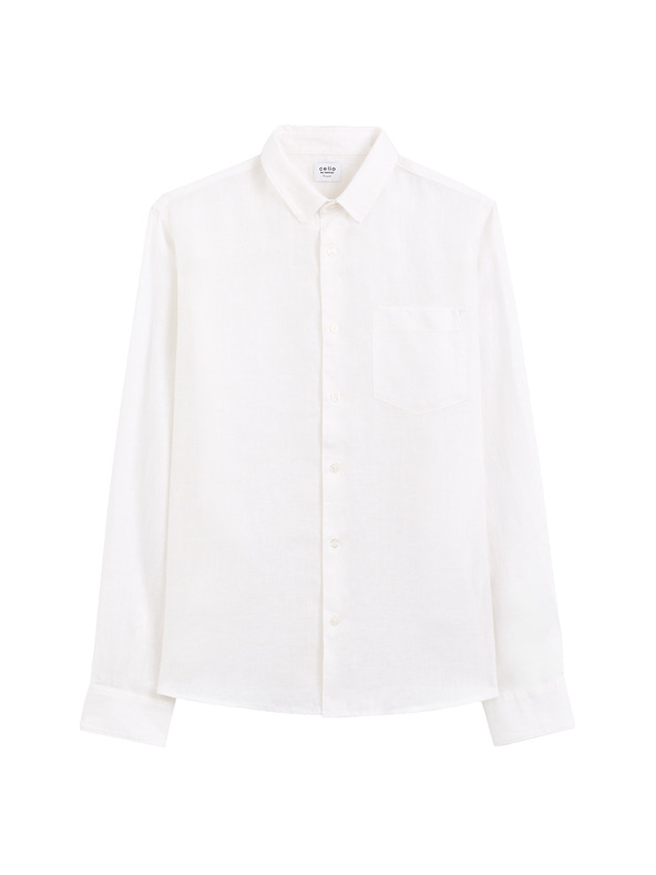 Celio Weißes Herren-Leinenhemd Celio Daflix