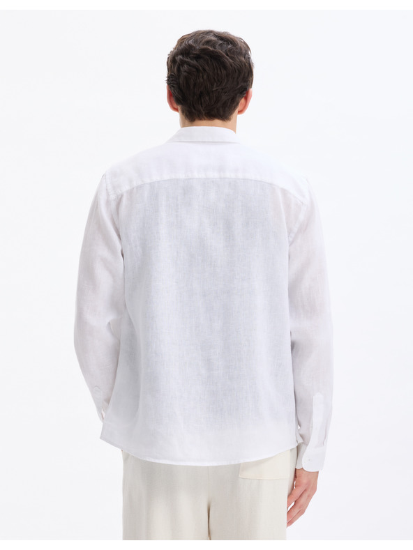 Celio Weißes Herren-Leinenhemd Celio Daflix