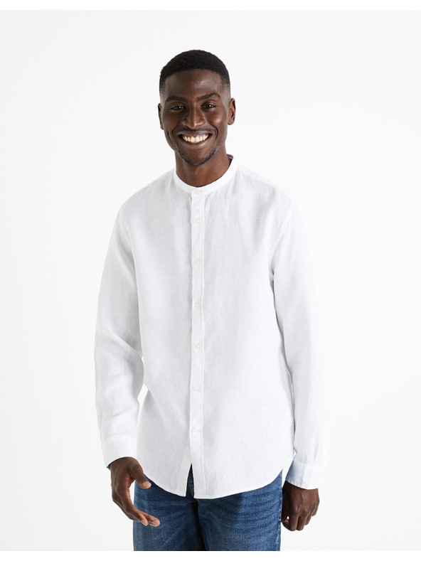 Celio Weißes Herren-Leinenhemd Celio Damaolin