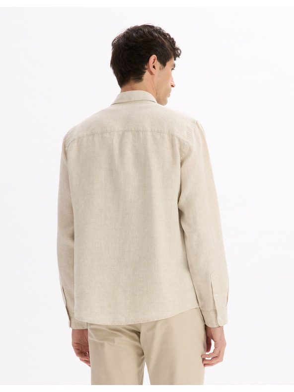 Celio Cremefarbenes Herren-Leinenhemd Celio Daflix