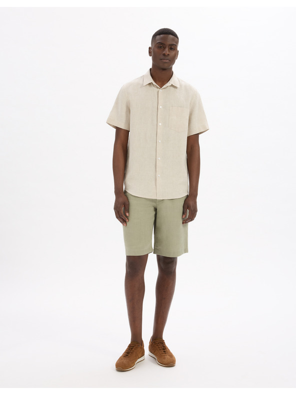 Celio Cremefarbenes Herren-Leinenhemd Celio Damarlin