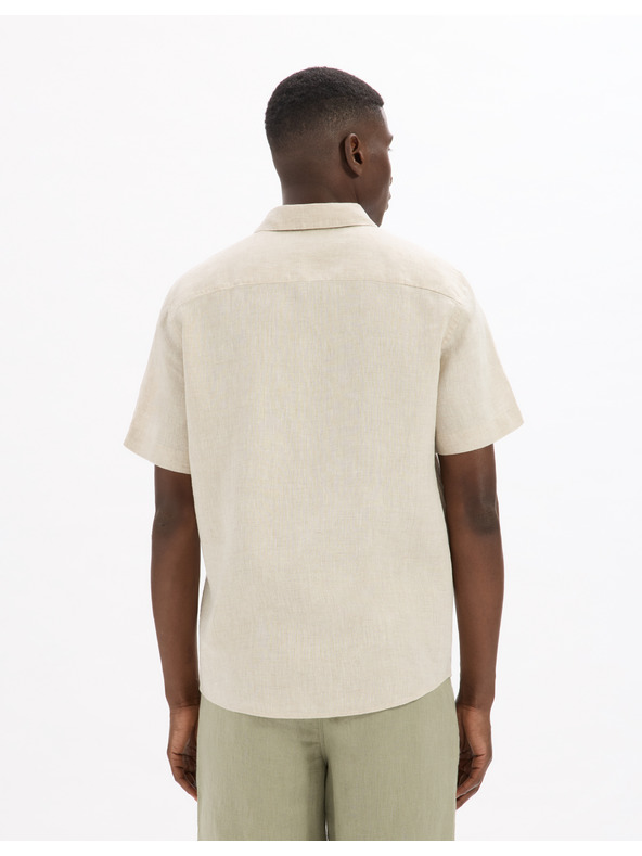 Celio Cremefarbenes Herren-Leinenhemd Celio Damarlin