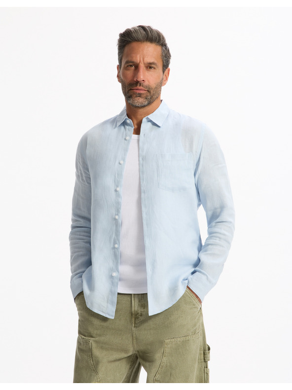 Celio Hellblaues Herren Leinenhemd Celio Daflix