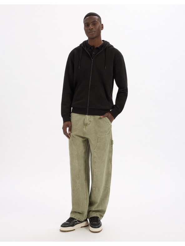 Celio Schwarzer Herren-Basic-Kapuzenpullover Celio Fethree
