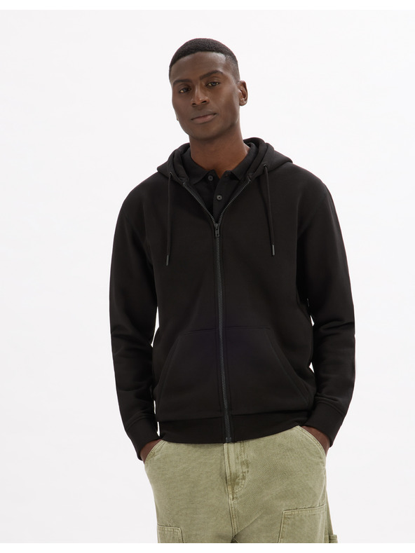 Celio Schwarzer Herren-Basic-Kapuzenpullover Celio Fethree