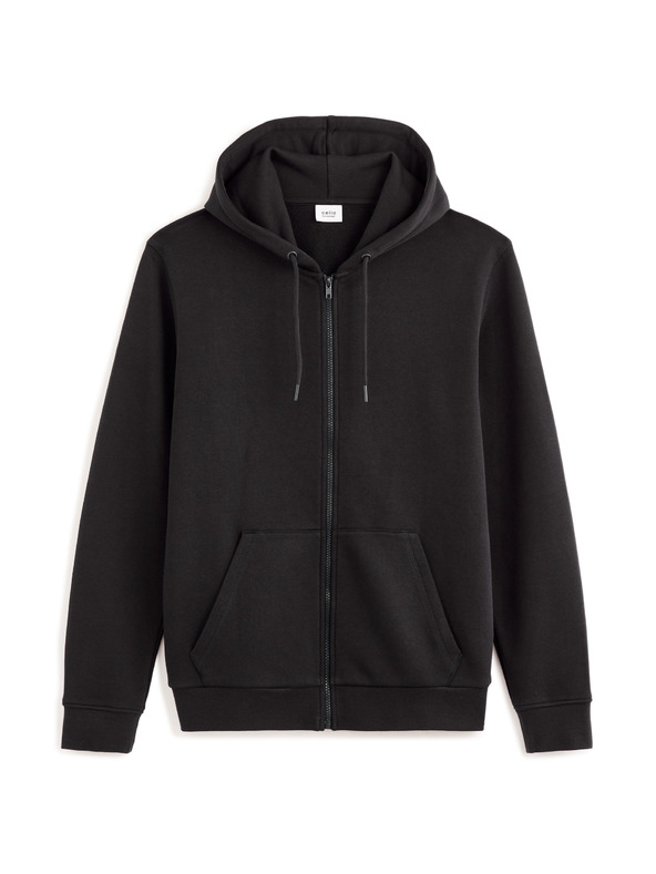 Celio Schwarzer Herren-Basic-Kapuzenpullover Celio Fethree