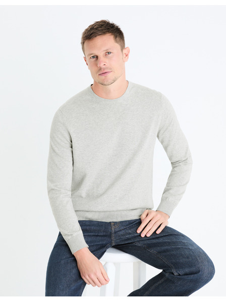 Celio Hellgrauer Herren-Basic-Pullover Celio Decoton