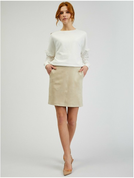 Orsay Beigefarbener Damenrock Wildleder ORSAY