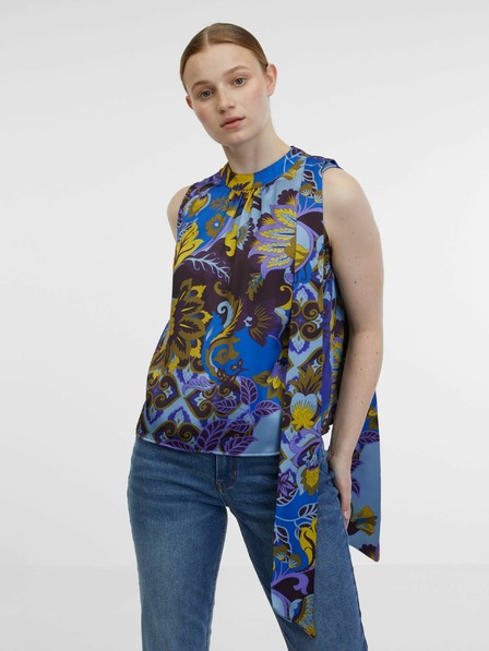 Orsay Blaue gemusterte Damen-Satinbluse ORSAY