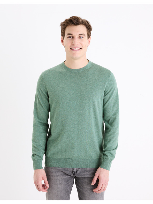 Celio Grüner Herren-Basic-Pullover Celio Decoton