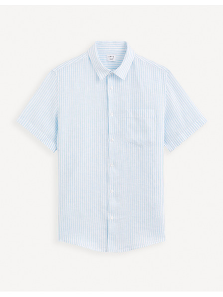Celio Hellblau gestreiftes Herren-Leinenhemd Celio Damarlin