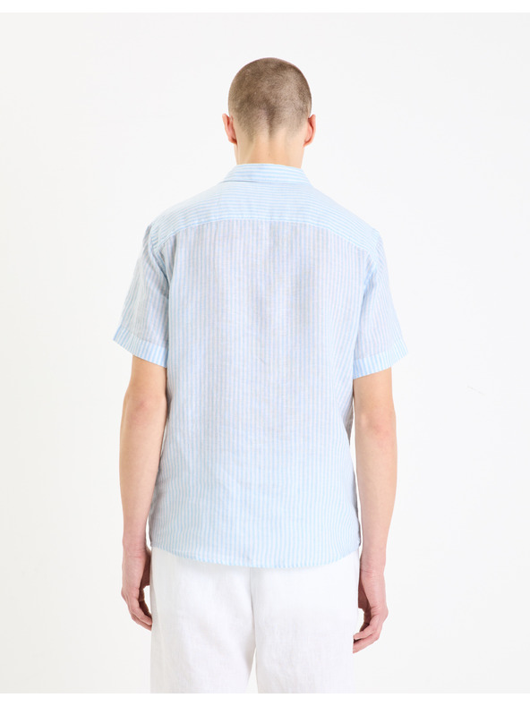 Celio Hellblau gestreiftes Herren-Leinenhemd Celio Damarlin