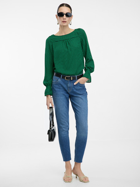 Orsay Grüne gemusterte Damenbluse ORSAY