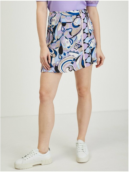 Orsay Blau-lila gemusterter Damen Wickelrock/Shorts ORSAY