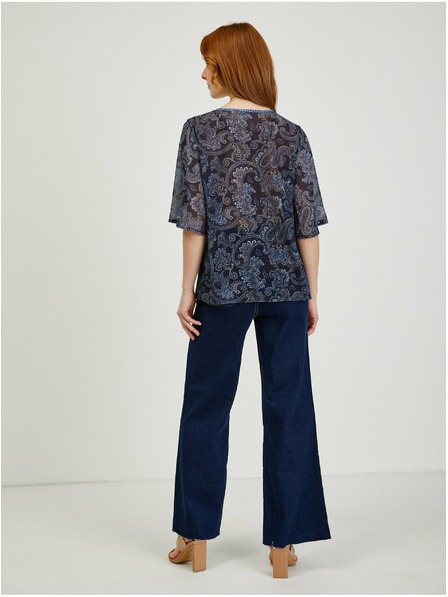 Orsay Dunkelblaue gemusterte Damenbluse ORSAY