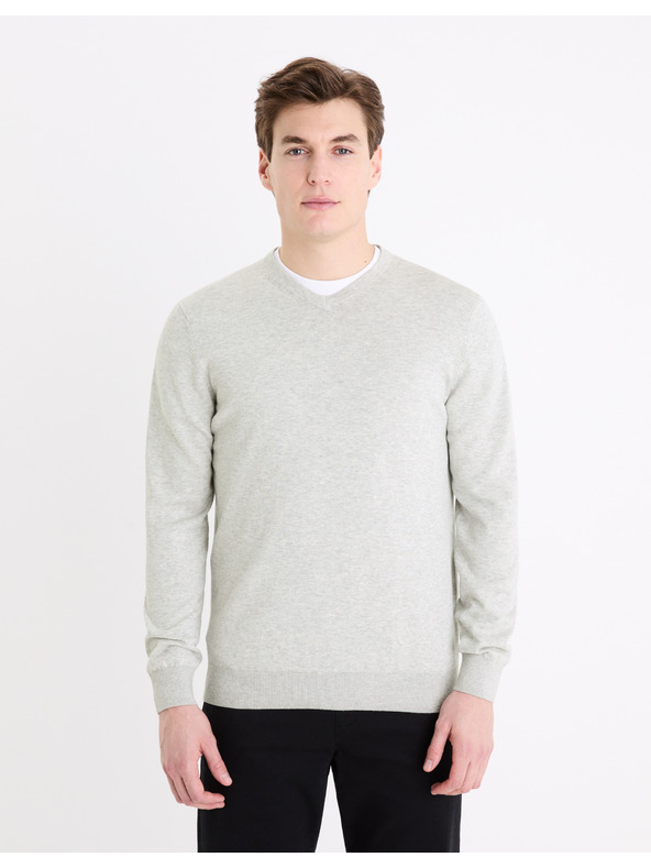 Celio Hellgrauer Herren-Basic-Pullover Celio Decoton