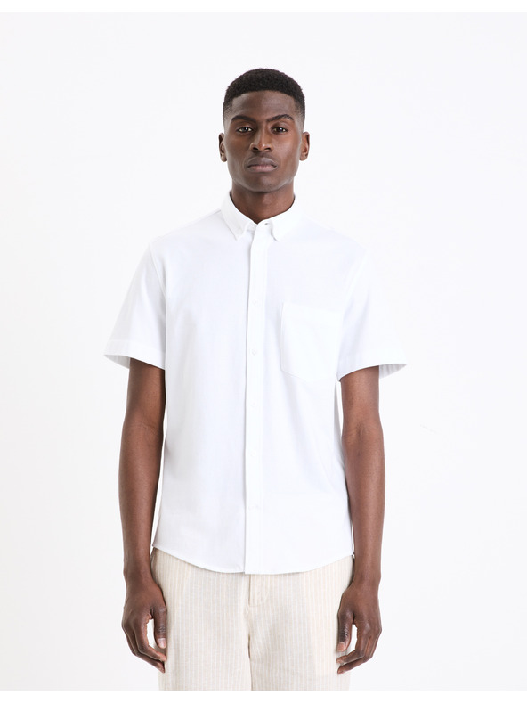 Celio Weißes Herren-Kurzarmhemd Celio Barik