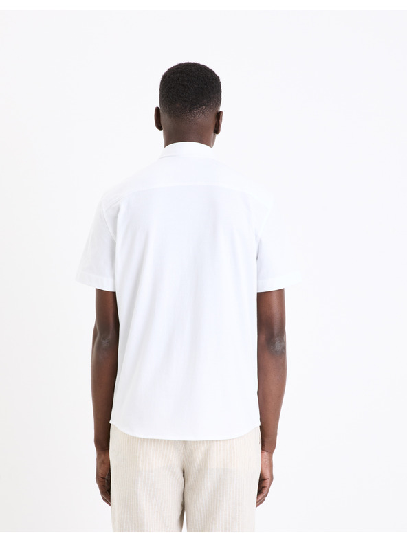 Celio Weißes Herren-Kurzarmhemd Celio Barik