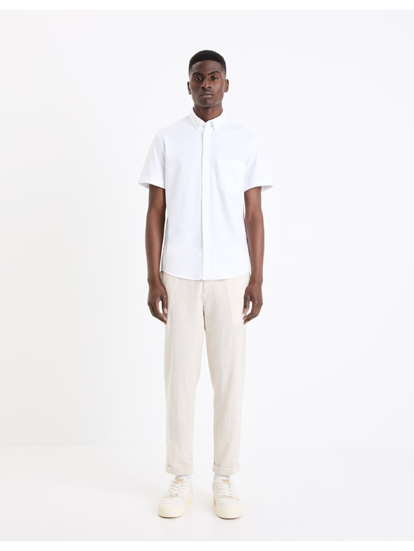 Celio Weißes Herren-Kurzarmhemd Celio Barik