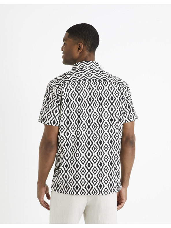 Celio Schwarz-weiß gemustertes Herrenhemd Celio Daprinta