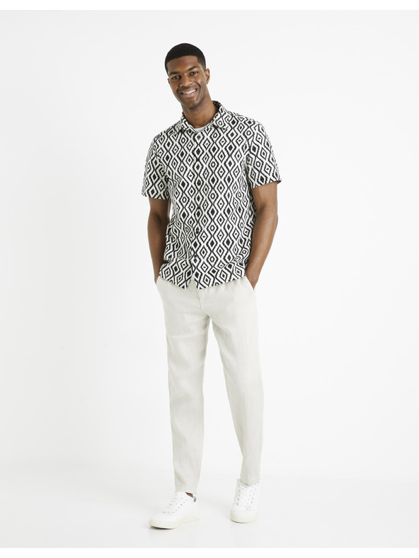 Celio Schwarz-weiß gemustertes Herrenhemd Celio Daprinta