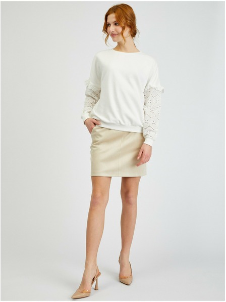 Orsay Weißer Damenpullover mit dekorativen Ärmeln ORSAY