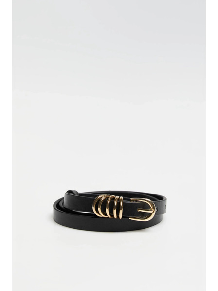 Moodo Belt with Gold-Colored Buckle Black Moodo