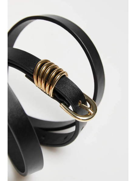 Moodo Belt with Gold-Colored Buckle Black Moodo