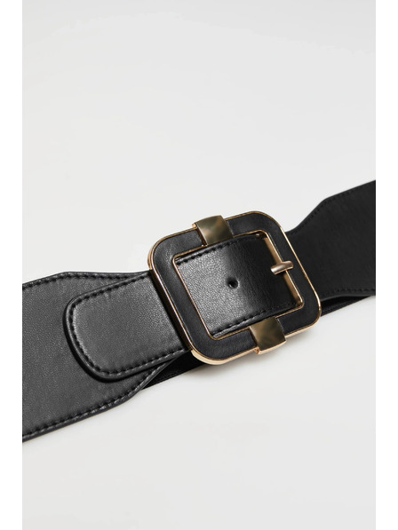 Moodo Schwarzer breiter Gürtel mit dekorativer Schnalle Moodo