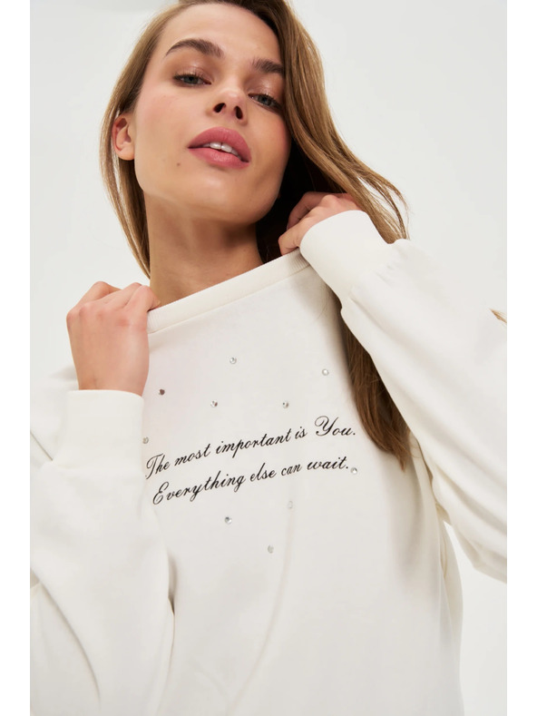 Moodo Sweatshirt mit Schriftzug ecru Moodo