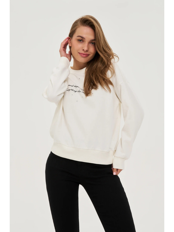 Moodo Sweatshirt mit Schriftzug ecru Moodo