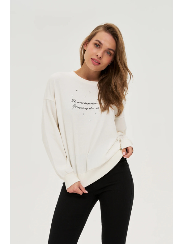 Moodo Sweatshirt mit Schriftzug ecru Moodo