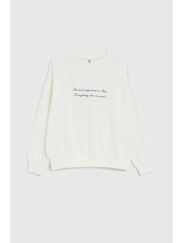 Moodo Sweatshirt mit Schriftzug ecru Moodo