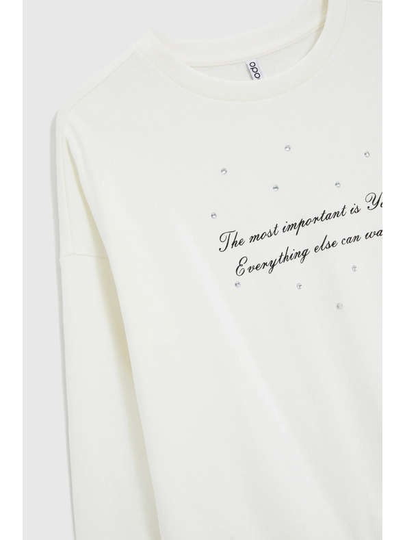 Moodo Sweatshirt mit Schriftzug ecru Moodo