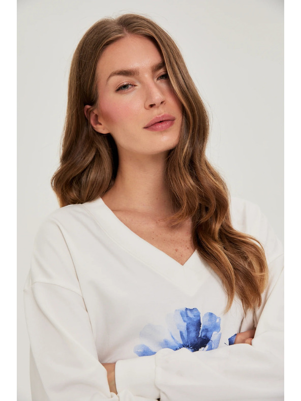 Moodo Pullover mit Print weiß Moodo