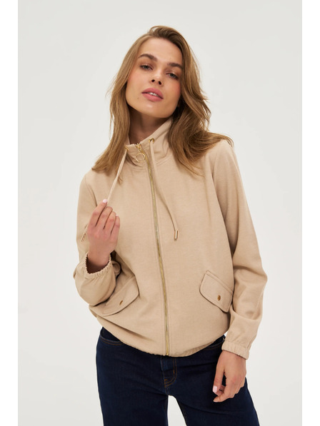 Moodo Zip-Up Hoodie Beige Moodo
