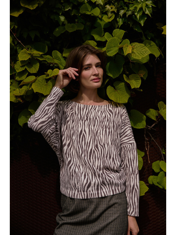 Moodo Bluse mit Tiermuster beige Moodo