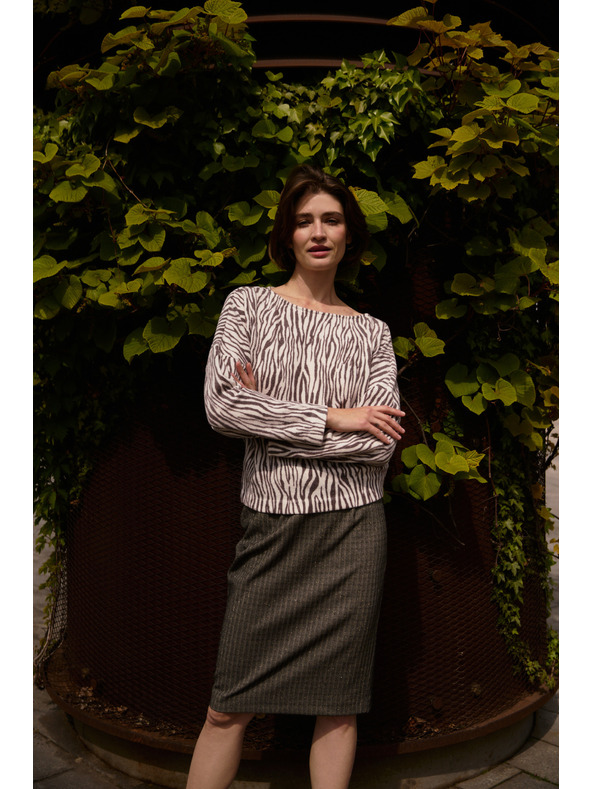 Moodo Bluse mit Tiermuster beige Moodo